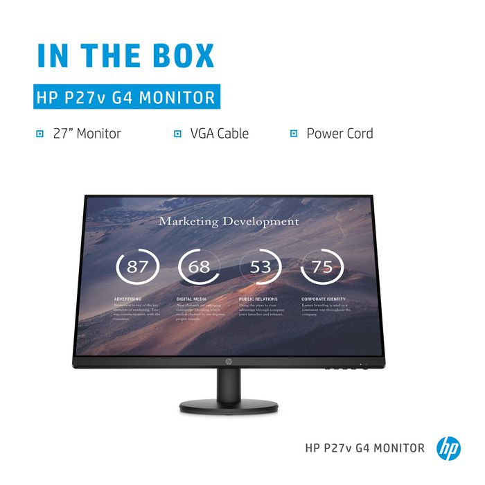 HP P27v G4 68.6 cm (27") 1920 x 1080 pixels Full HD LCD Black - W127067750