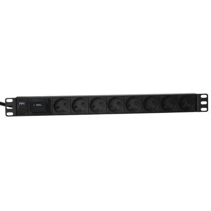 Lanview 19'' rack mount power strip 13A with 8 x danish type K socket - W128237536