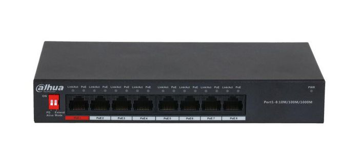 Dahua Switch PoE 8 puertos no gestionable L2 Gigabit Ethernet 10/100/1000. Rango temperatura extendido - W126566081