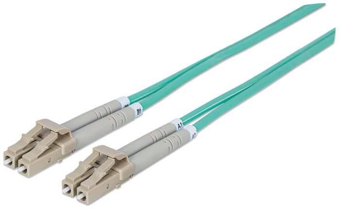 Intellinet Fiber Optic Patch Cable, Om3, Lc/Lc, 3M, Aqua, Duplex, Multimode, 50/125 µm, Lszh, Fibre, Lifetime Warranty, Polybag - W128253613