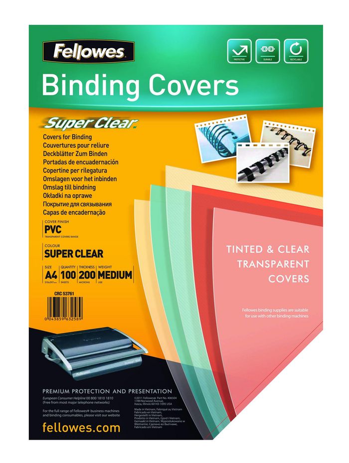 Fellowes Binding Cover A4 Pvc Transparent 100 Pc(S) - W128253923