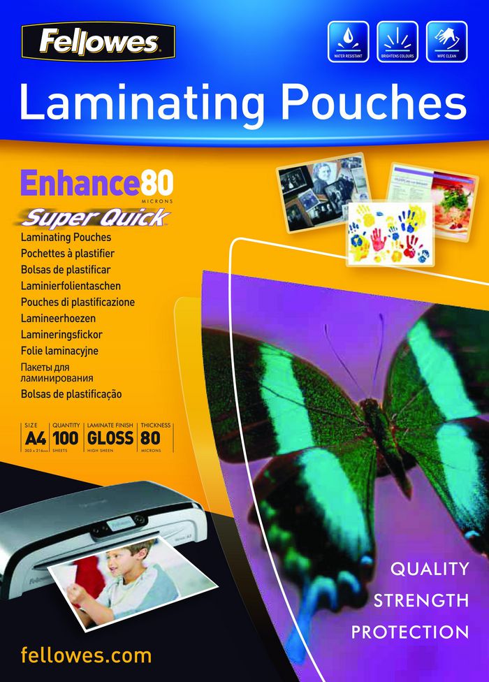 Fellowes Superquick A4 Glossy 80 Micron Laminating Pouch - W128263147