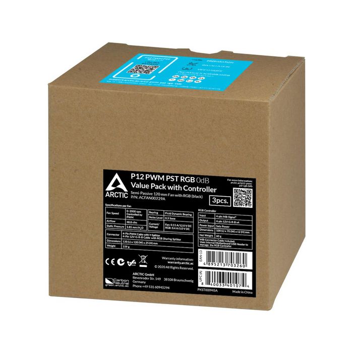 ACFAN00229A, Arctic 120 mm, 0 - 2000 RPM, 48.8 CFM/ 82.91 m³/h, 1.85 mm ...