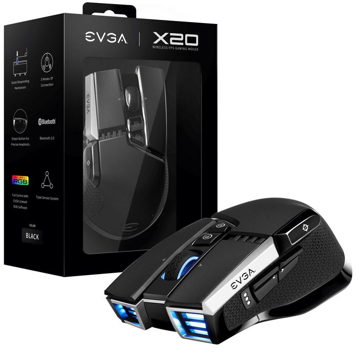 EVGA X20 Mouse Ambidextrous Rf Wireless + Bluetooth + Usb Type-A Optical 16000 Dpi - W128269421