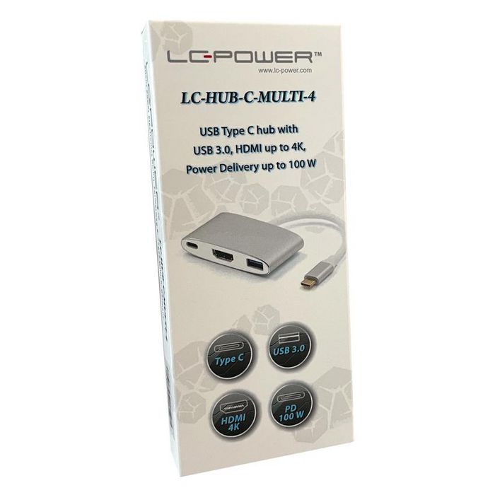 LC-POWER Interface Hub Usb 3.2 Gen 1 (3.1 Gen 1) Type-C Silver, White - W128255741