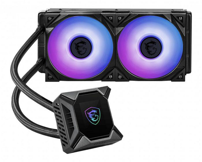 MSI Mpg Coreliquid K240 V2 Liquid Cpu Cooler '240Mm Radiator, 2.4'' Lcd Display With Fan, 3X 120Mm Argb Pwm Fan, Center, Supports Intel And Amd Platforms, Latest Lga 1700 Ready, Cooled By Asetek' - W128272444