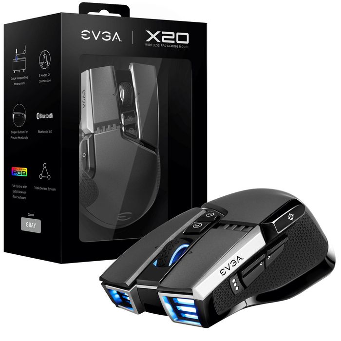 EVGA X20 Mouse Right-Hand Rf Wireless + Bluetooth + Usb Type-A Optical 16000 Dpi - W128273870