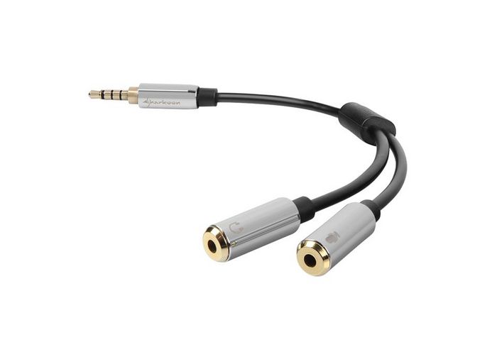 Sharkoon 0.12M, 3.5Mm/2X3.5Mm Audio Cable Black, Silver - W128257035