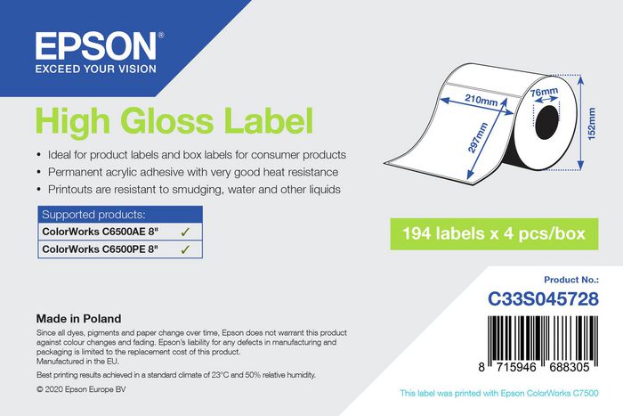 Epson Printer Label White Self-Adhesive Printer Label - W128260099