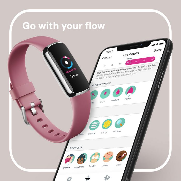 Fitbit Luxe Amoled Wristband Activity Tracker Pink, Platinum - W128260613