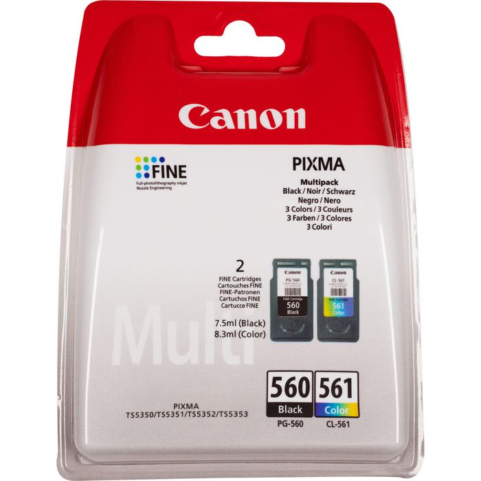 Canon Pg-560 Black And Cl-561 Colour Ink Cartridge Multi Pack - W128261208