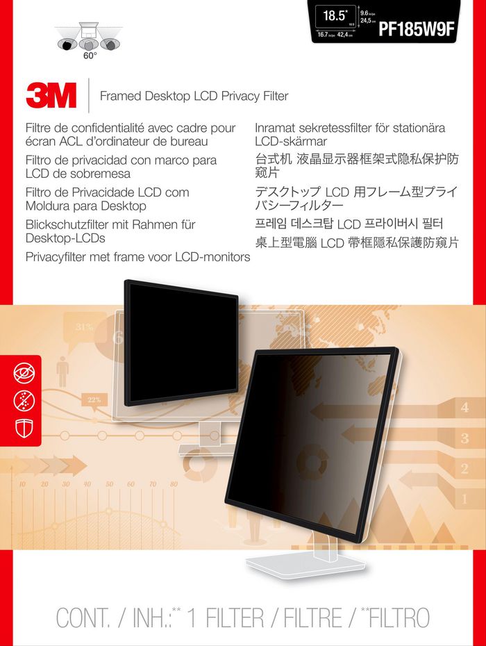 3M Framed Privacy Filter For 18.5" Widescreen Monitor - W128262681