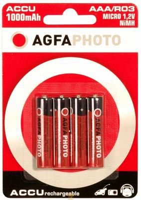 AgfaPhoto Batterijen 1X4 Akku Nimh Micro 1000 Mah Rechargeable Battery Nickel-Metal Hydride (Nimh) - W128263066