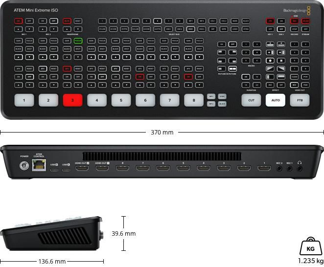 Blackmagic Design ATEM Mini Extreme ISO 8x HDMI Input Video Live Production Switcher and Capture H.264 Encoder USB-C - W126145961