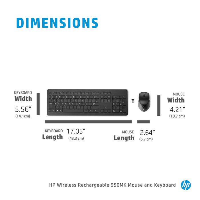 HP Wireless Rechargeable 950Mk Mouse And Keyboard Used for all EU countries - W128267114