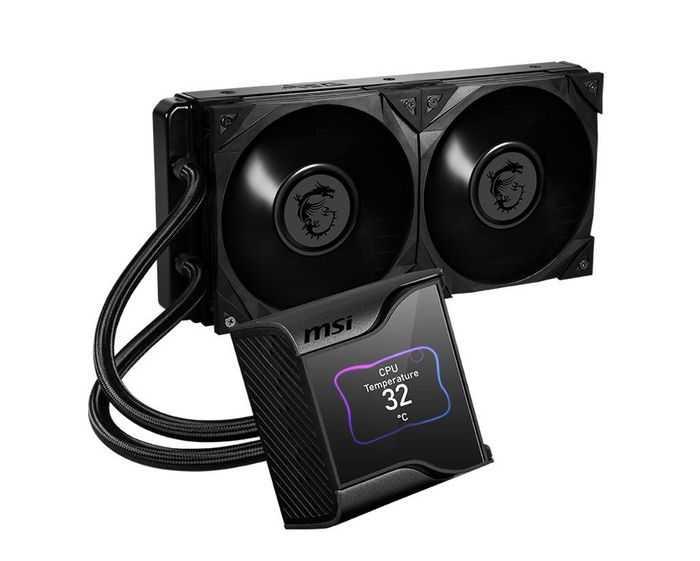 MSI Meg Coreliquid S280 Liquid Cpu Cooler '280Mm Radiator, 2.4'' Ips Display With Fan, 2X 140Mm Silent Pwm Fan, Center, Supports Intel And Amd Platforms, Latest Lga 1700 Ready, Cooled By Asetek' - W128267508