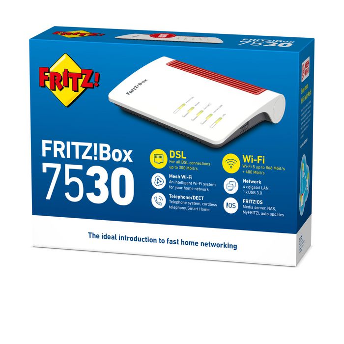 AVM Fritz!Box Box 7530 Wireless Router Gigabit Ethernet Dual-Band (2.4 Ghz / 5 Ghz) 5G White - W128272615