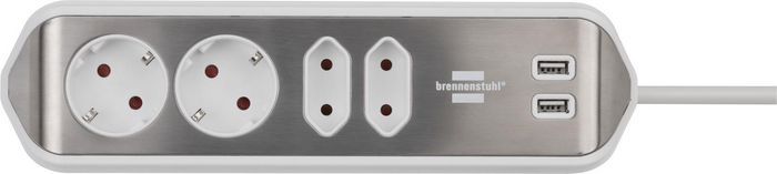Brennenstuhl Power Extension 2 M 4 Ac Outlet(S) Indoor Silver, White - W128276603