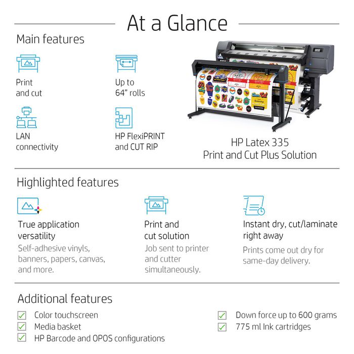 HP Latex 335 Large Format Printer Latex Printing Colour 1200 X 1200 Dpi 1625 X 1220 Mm Ethernet Lan - W128280416