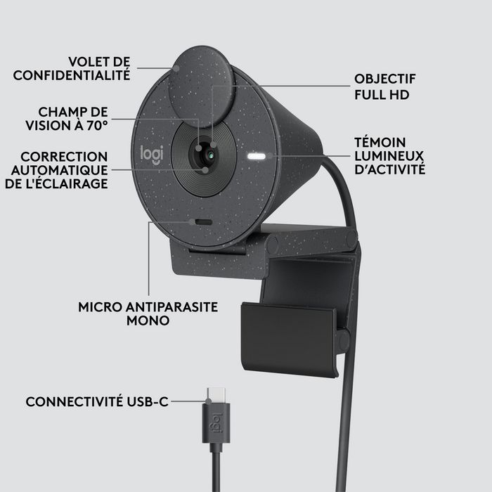 Logitech Brio 300 Webcam 2 Mp 1920 X 1080 Pixels Usb-C Graphite - W128280964