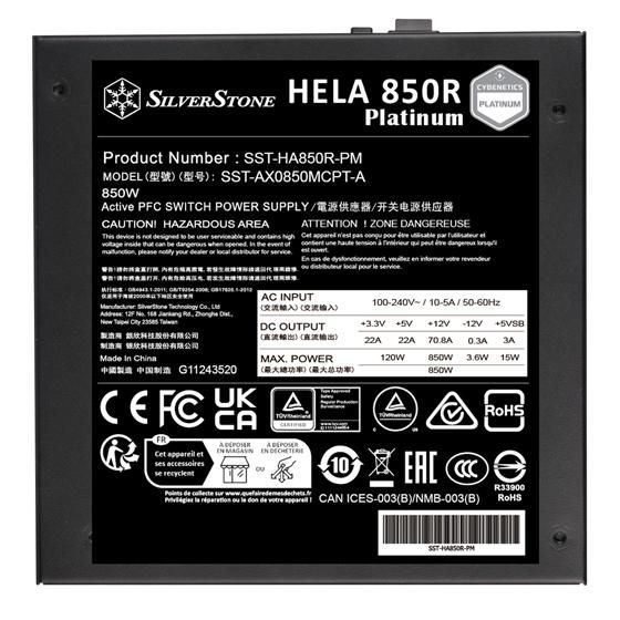 Silverstone Hela 850R Platinum Power Supply Unit 850 W 20+4 Pin Atx Atx Black - W128281112