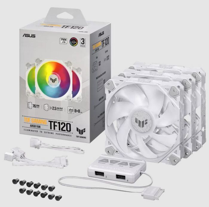 Asus Tuf Gaming Tf120 Argb White Edition 3In1 Computer Case Air Cooler 12 Cm 3 Pc(S) - W128281345