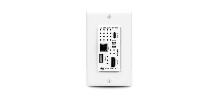 Atlona Single Gang TX Wall Plate with USB-C and HDMI supporting USB data - W126276291