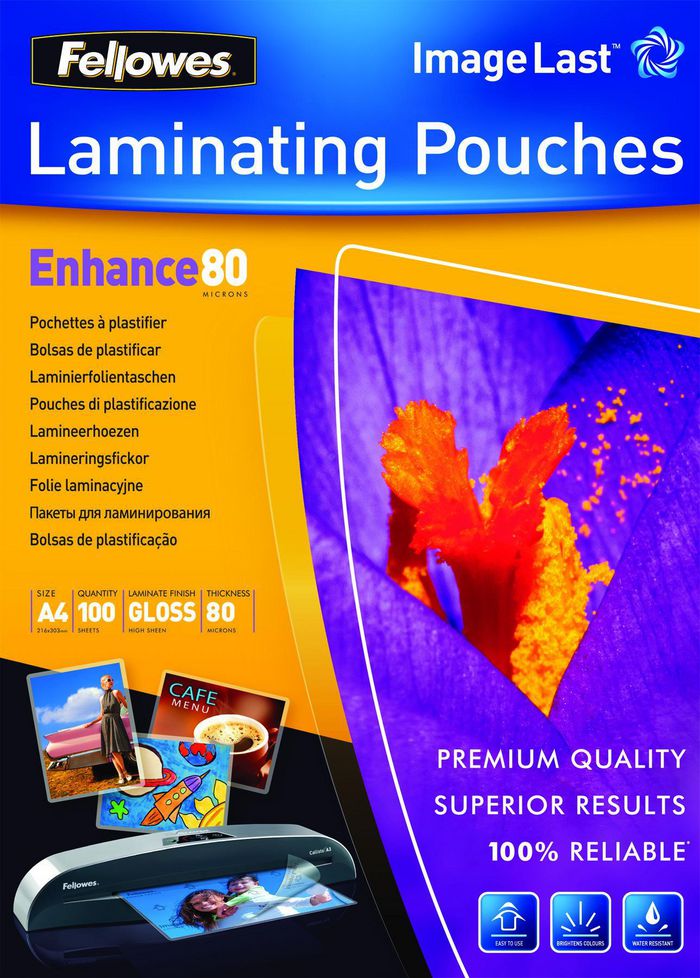 Fellowes Imagelast A4 80 Micron Laminating Pouch - 100 Pack - W128251690