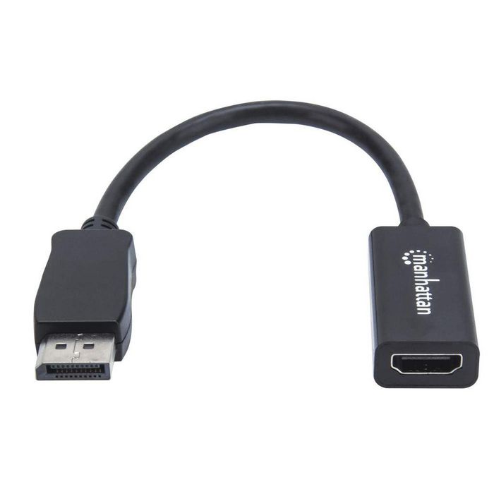 Manhattan Displayport 1.1 To Hdmi Adapter Cable, 1080P@60Hz, Male To Female, Black, Dp With Latch, Not Bi-Directional, Three Year Warranty, Polybag - W128287282