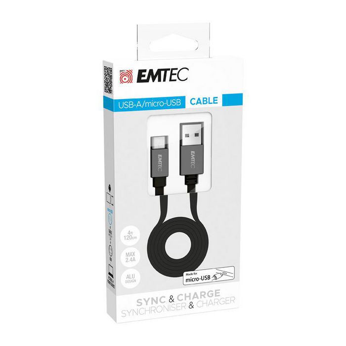 Emtec T700B Usb Cable 1.2 M Usb A Micro-Usb B Black - W128287343