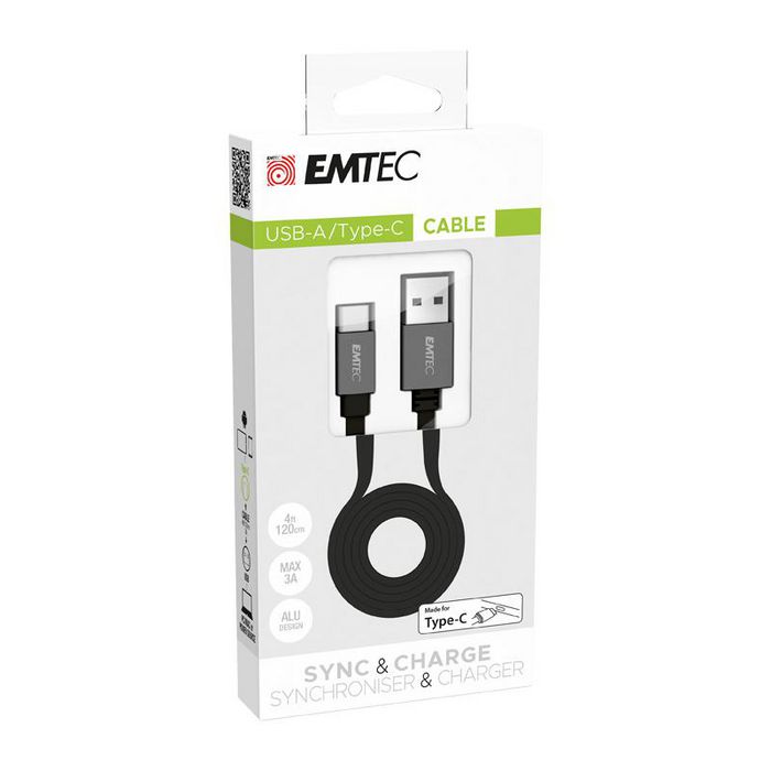 Emtec T700C Usb Cable 1.2 M Usb A Usb C Black - W128287344
