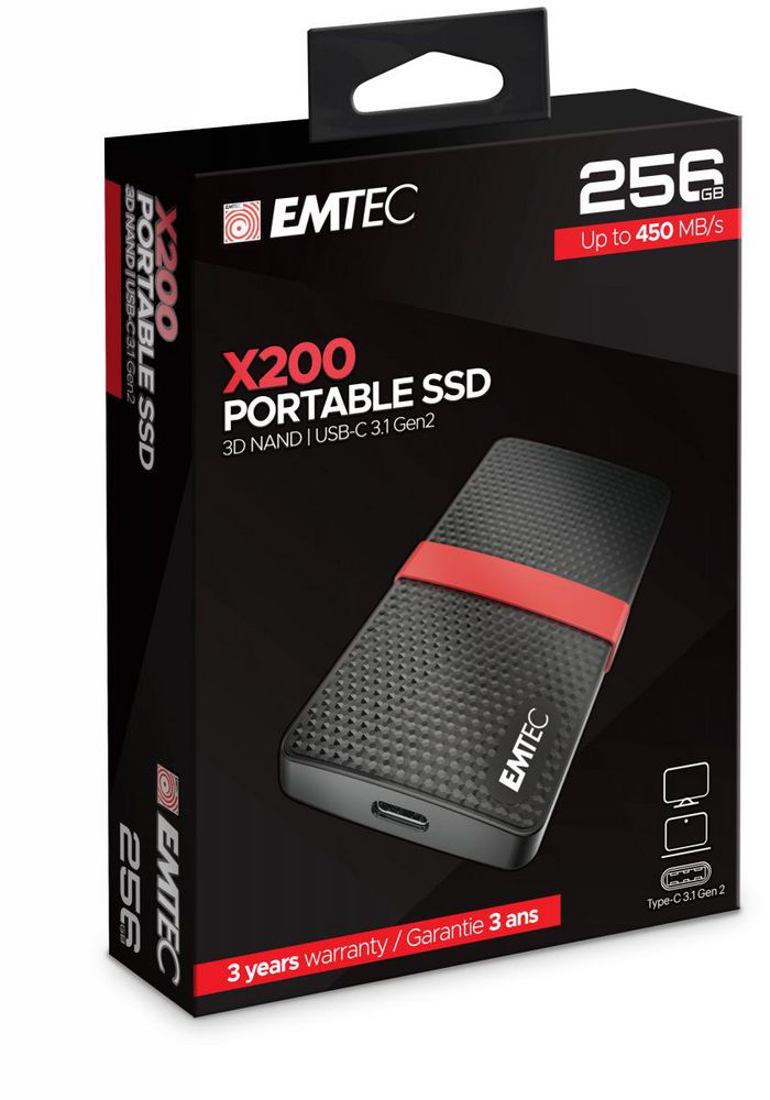 Emtec X200 256 Gb Black, Red - W128287796