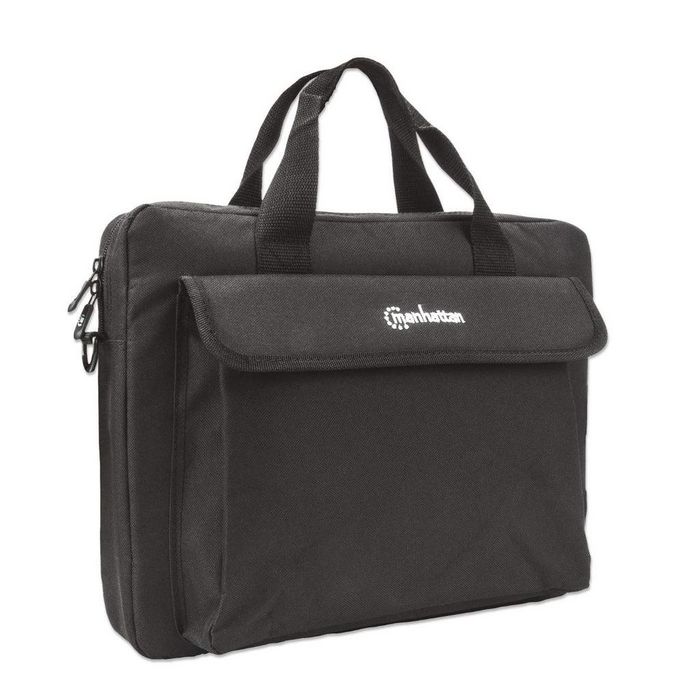 Manhattan London Laptop Bag 14.1", Top Loader, Black, Low Cost, Accessories Pocket, Shoulder Strap (Removable), Notebook Case, Three Year Warranty - W128287887