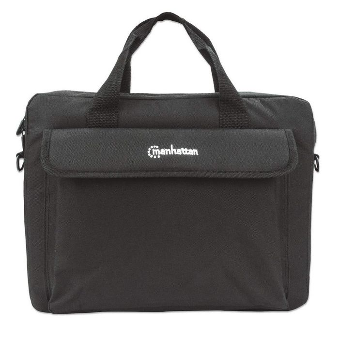 Manhattan London Laptop Bag 14.1", Top Loader, Black, Low Cost, Accessories Pocket, Shoulder Strap (Removable), Notebook Case, Three Year Warranty - W128287887