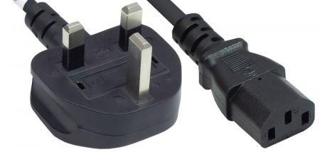 Manhattan Power Cord/Cable, Uk 3-Pin Plug To C13 Female (Kettle Lead), 1.8M, 10A, Black, Lifetime Warranty, Polybag - W128288157