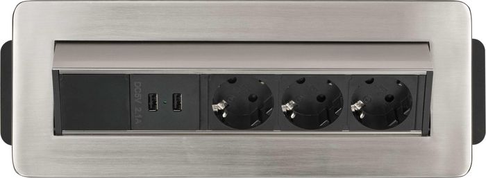 Brennenstuhl Power Extension 2 M 3 Ac Outlet(S) Indoor Black, Stainless Steel - W128288420