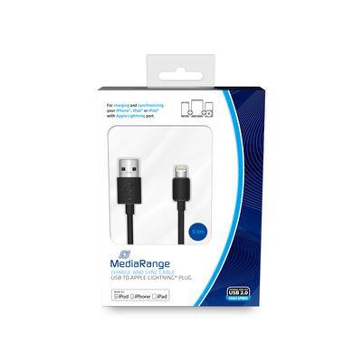 MediaRange Charge And Sync Cable, Usb 2.0 To Apple Lightning Plug, 3.0M, Black - W128288480