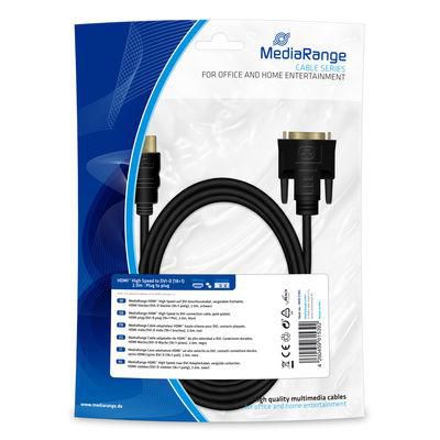 MediaRange Hdmi To Dvi Connection Cable, Gold-Plated, Hdmi Plug/Dvi-D Plug (18+1 Pin), 2.0M, Black - W128288484