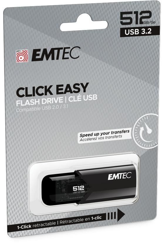 Emtec B110 Click Easy 3.2 Usb Flash Drive 512 Gb Usb Type-A 3.2 Gen 2 (3.1 Gen 2) Black - W128289515