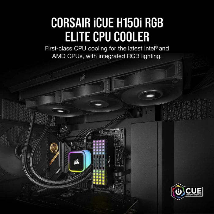 Corsair Icue H150I Rgb Elite Processor All-In-One Liquid Cooler 12 Cm Black 1 Pc(S) - W128290927