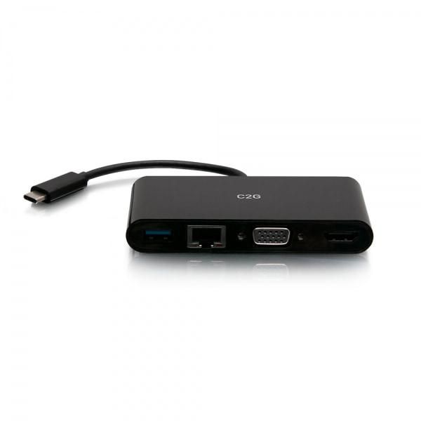 C2G Usb-C® To Hdmi®, Vga, Usb-A, And Rj45 Multiport Adapter - 4K 30Hz - Black - W128297279