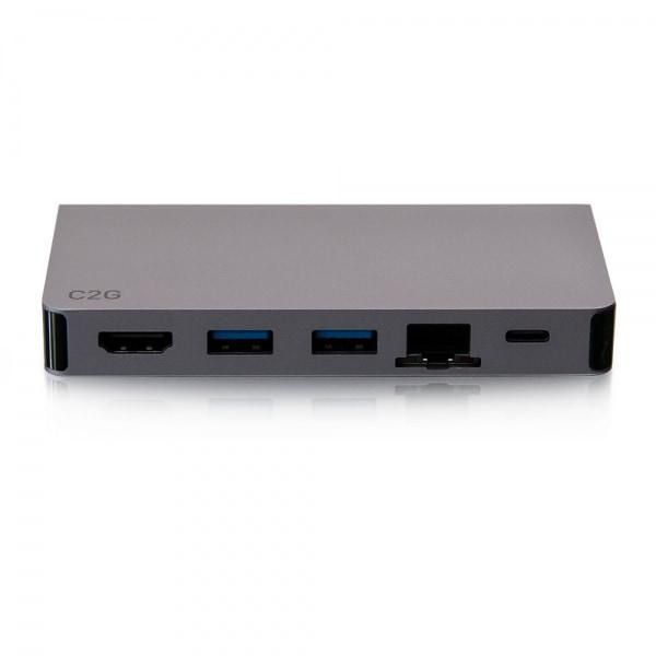 C2G Usb-C 5-In-1 Compact Dock With Hdmi, 2X Usb-A, Ethernet, And Usb-C Power Delivery Up To 100W - 4K 30Hz - W128297284