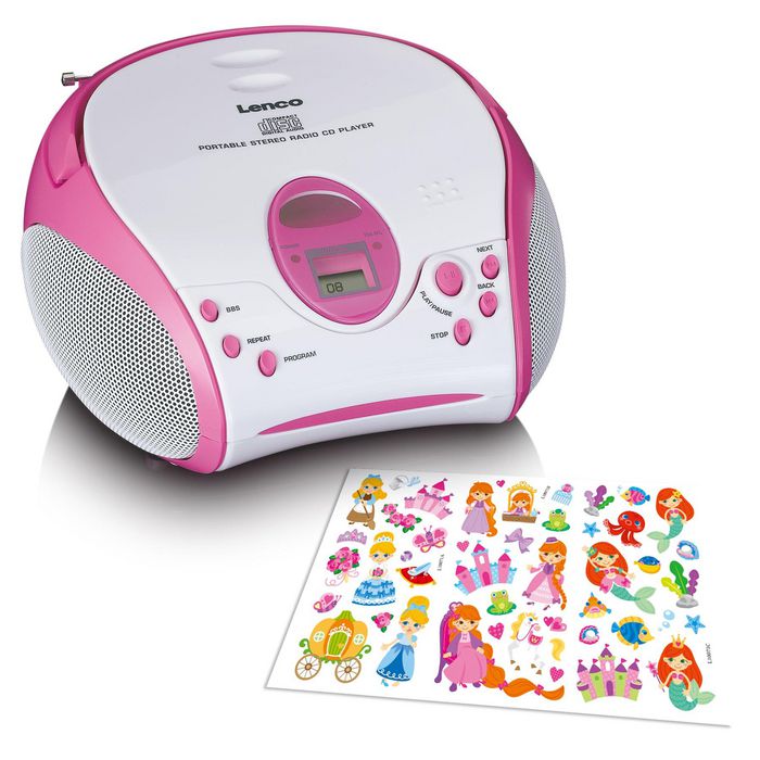 Lenco Scd-24Pk Kids Portable Pink, White - W128299781