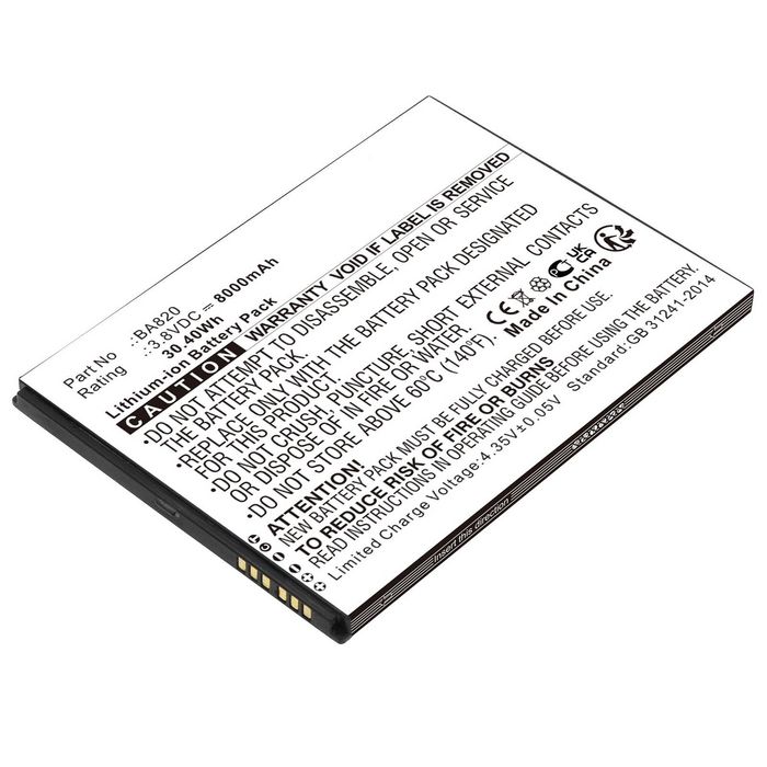 CoreParts Battery for Unistrong Tablet, 31.16Wh Li-ion 3.8V 8200mAh, Black for BA820, BA840, UG905, UG908, Unitech TB85 - W128169143