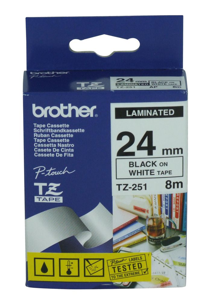 Brother P-Touch Tape Black On White 24 mm x 8 m - W128304022