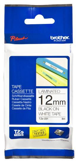 Brother Tape Black on White 12mm - W128304026