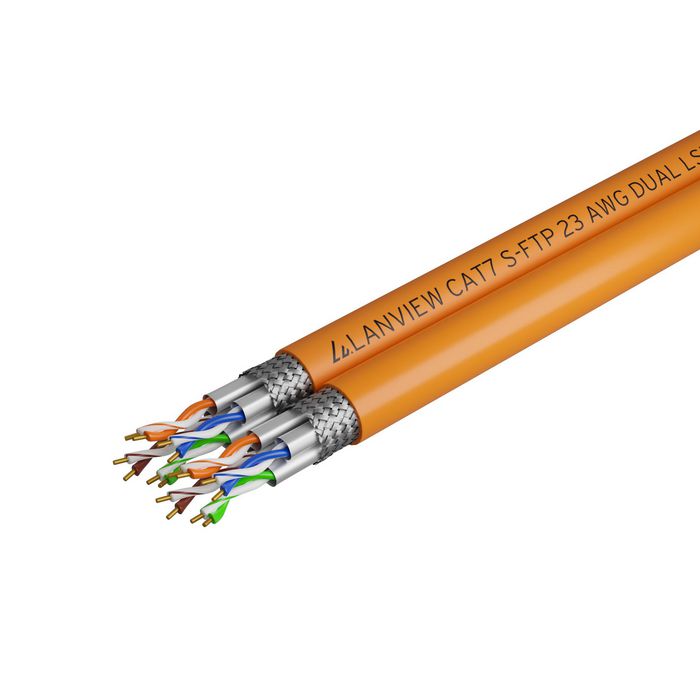 Lanview 500m Cat7 S-FTP cable 2x(4x2xAWG23) LSZH Orange - W128155446