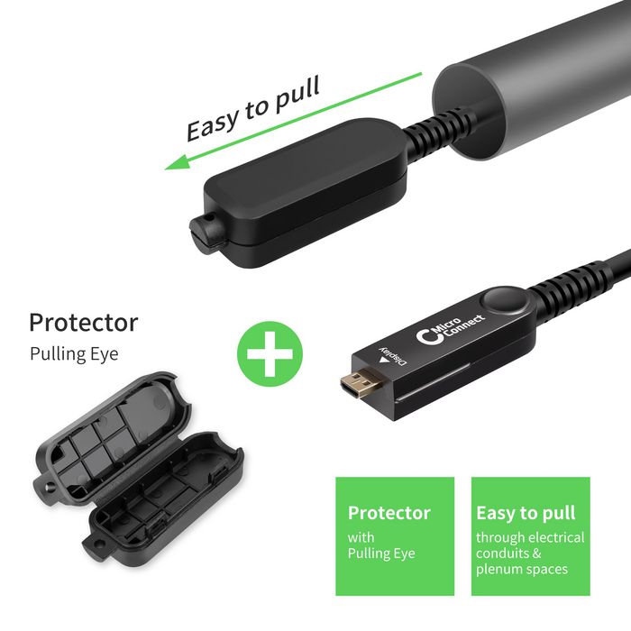 MicroConnect Premium Optic Fiber HDMI Type A - HDMI Type D Cable with a HDMI Type A adapter, 20m - W125510539