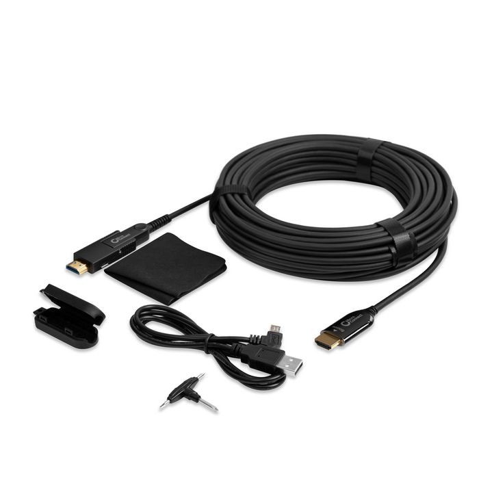 MicroConnect Premium Optic Fiber HDMI Type A - HDMI Type D Cable with a HDMI Type A adapter, 100m - W125510535