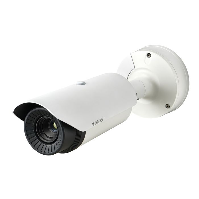 Hanwha T series network outdoor thermal bullet camera with AI-Intrusion-PRO application and 32GB SD card installed - W125428972